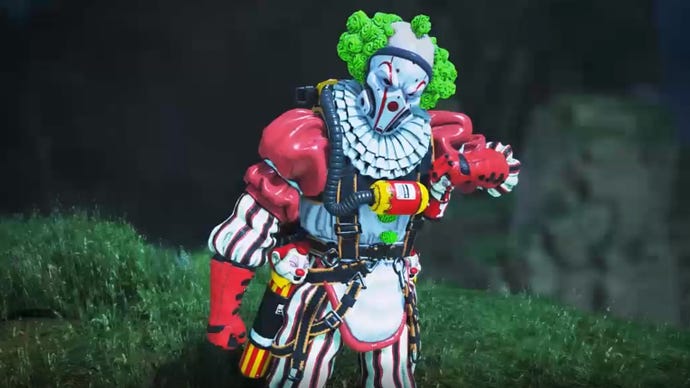 Apex Legends' caustic in a clown skin