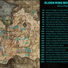 A map of the Altus Plateau in Elden Ring, with the locations of every single boss encounter marked and numbered.